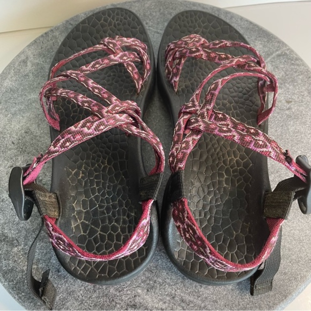 💛 Chaco Z Cloud X2 Black And Purple Pink Strappy Sandals - Picture 7 of 12
